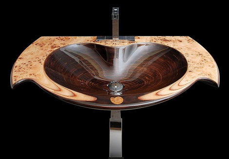 Beautiful Wooden Sinks for Modern Homes by Ammonitum
