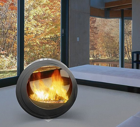 Round Fireplaces – mobile fireplace design Eclypsya by Arkiane