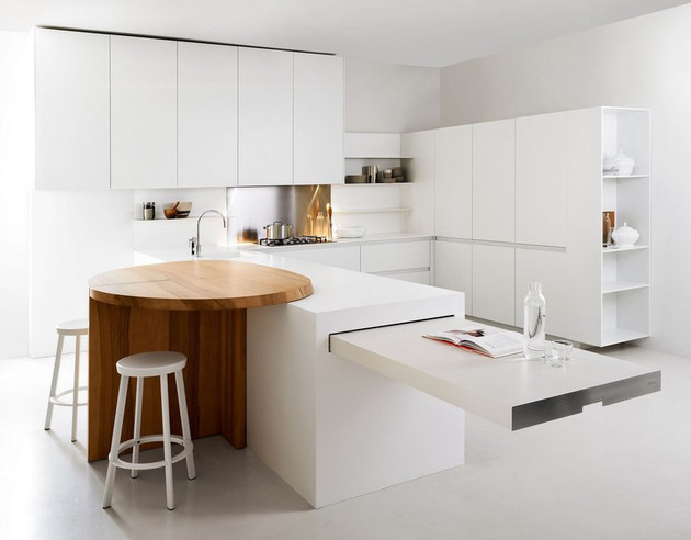 minimalist white kitchen slim elmar 1 thumb 630x492 8616 Minimalist white kitchen with breakfast nook: Slim by Elmar