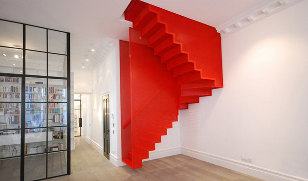 amazing bespoke red hot perforated steel suspended staircase diapo 1 muse thumb 630x370 17293 Amazing Bespoke Red Hot Perforated Steel Suspended Staircase by Diapo