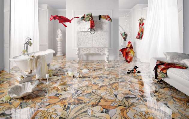 floral motif printed tile peronda candela thumb 630xauto 56172 25 Beautiful Tile Flooring Ideas for Living Room, Kitchen and Bathroom Designs