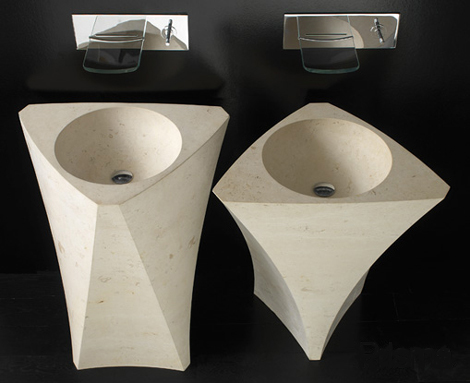 Natural Stone Washbasin from Bandini – the Prisma and Vela Moonstone washbasins