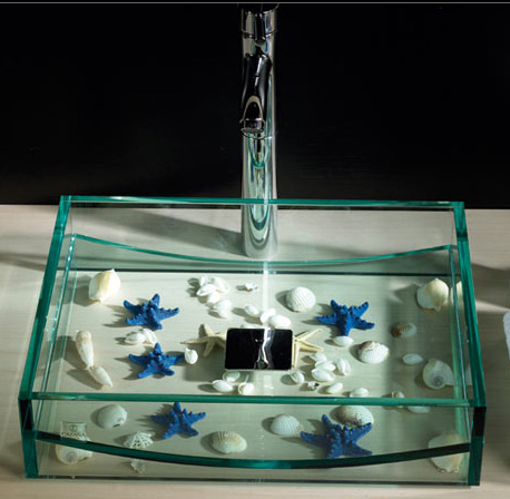 Glass Washbasin From Cazana Design Gondola - Bathroom Glass Wash Basin Design
