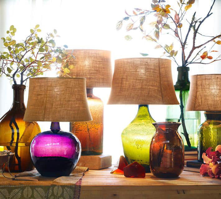 Colored Glass Table Lamps From Pottery, Eva Colored Glass Table Lamp