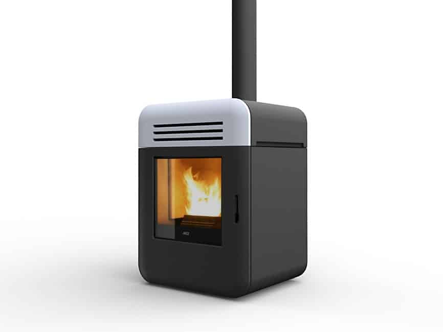compact pellet stove with a minimal design by mcz 1