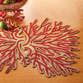 Coral-Design Linens by Kim Seybert from Horchow – Dress your table for the holidays