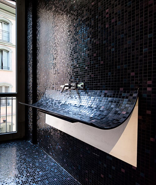 curved bathroom sink mosaic tile skin lago 2 Curved Bathroom Sink in Mosaic Tile   Skin by Lago