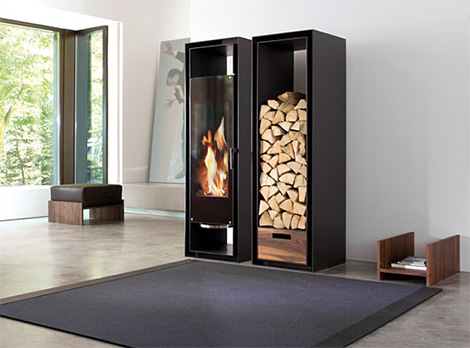 Decorative Fireplace Ideas: built-in cabinets fireplace with wood storage by Conmoto