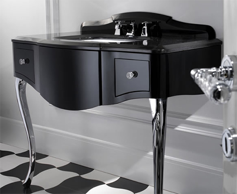 Black Lacquered Console Table, Console Table Vanity