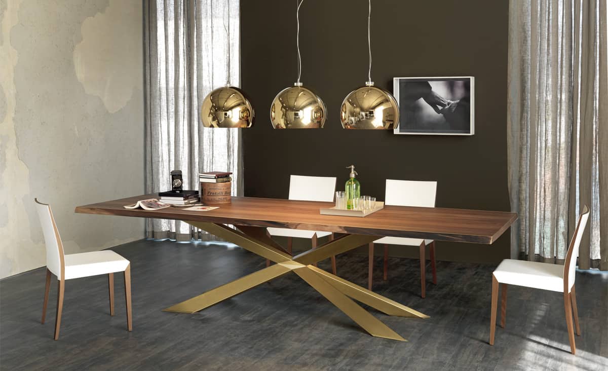 Dining Table With Irregular Solid Wood Edges By Cattelan Italia,Small Cottage Designs India