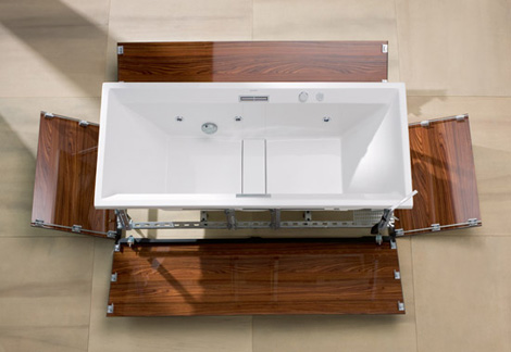 duravit wood panelled bathtub easy click 1