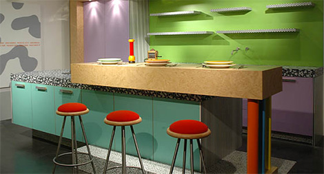 Eggersmann Memfizz kitchen island counter with bar stools