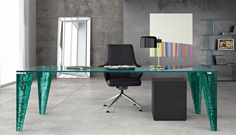 fiam table atlas 1 Rectangular Glass Table for modern office, living or dining room by Fiam
