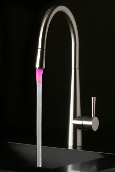 Gessi LED Kitchen Faucet – new Just Color kitchen faucets: zero electrical energy consumption