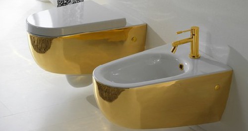 gold colored bathroom fixtures scarabeo 2 Gold Colored Bathroom Fixtures by Scarabeo