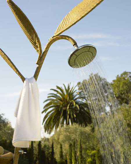 horshow wicker outdoor shower Natural “Wicker Look Outdoor Shower & Towel Rack