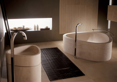 Nilo Washstand and Bathtub from I Conci – Natural, Italian, Modern