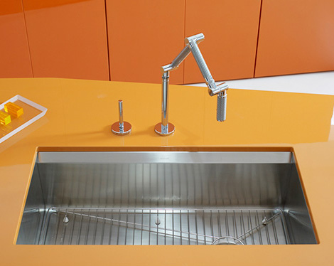 Kohler 8-degree K-3673 large single bowl kitchen sink with Karbon faucet