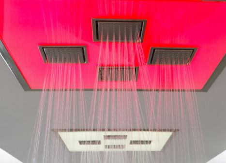 kohler watertile ambient rain overhead showering panel installed WaterTile Ambient Rain Overhead Showering Panel from Kohler