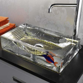 Unique Glass Sinks with Fish by Kjell Engman