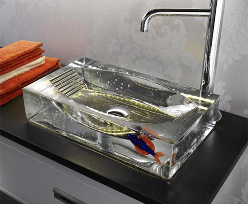 lagoon basin with fish kjell engman 1 Unique Glass Sinks with Fish by Kjell Engman