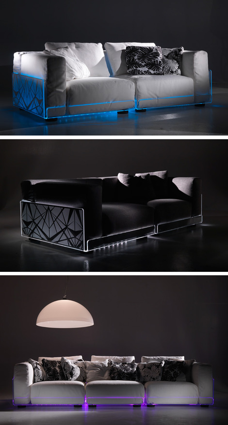 LED Lighted Sofa by Colico – change color with remote to fit your mood!