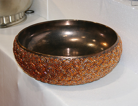 linkasink bronze full swarovski crystal lotus sink