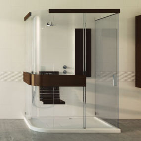 Wood Shower Seat and Wood Shower Floor add luxury to Maax Expose shower