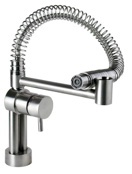mina twist kitchen faucet open New Mina Twist and Pot Filler kitchen faucets   All Stainless Steel