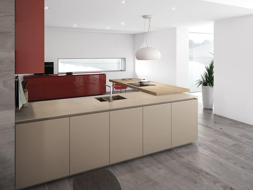 minimalist kitchen with red accents by comprex 7
