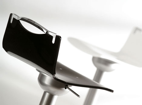 Metal Bar Stool from Ozzio transforms into a dining chair