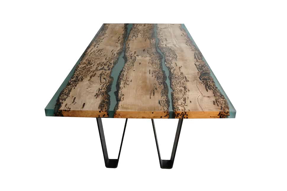 poetic wood and resin boat inspired dining table 1