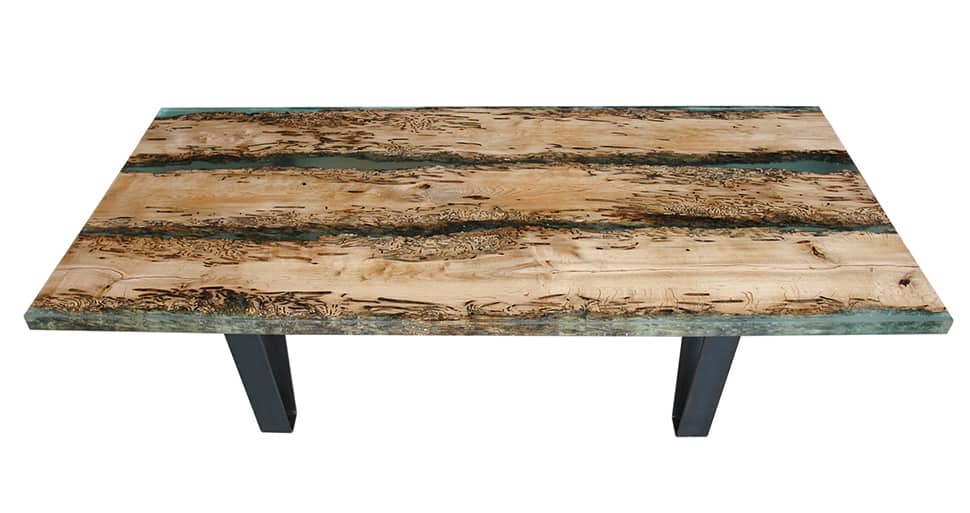 poetic wood and resin boat inspired dining table 4