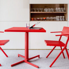 Red Table and Chairs set Mia from Emu by Jean Nouvel