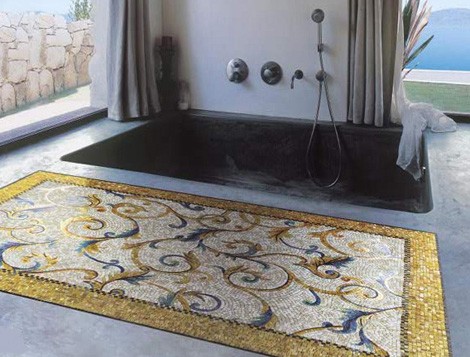 sicis glass tiles rug bisanzio 3 Tile Mosaic Rug from Sicis   new glass tile rugs Bisanzio