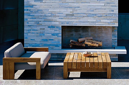 Cozy Outdoor Space Featuring Stainless, Modernica Outdoor Furniture