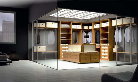 Walk In Closet Design with Glass Walls by Spazzi