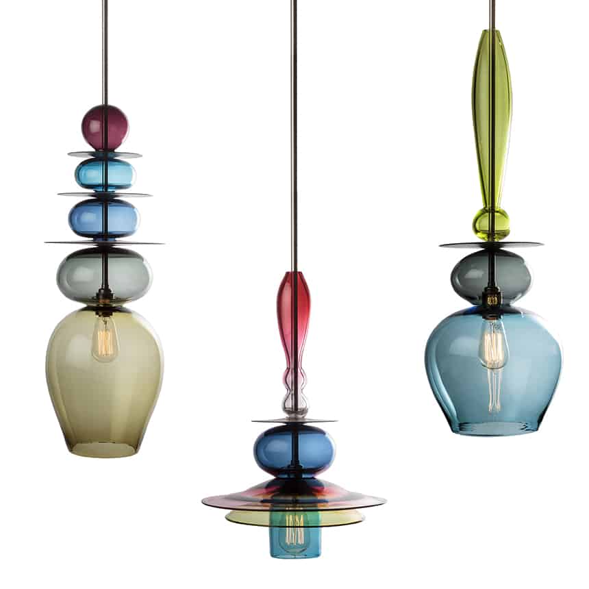 Stacked Glass Light Chandeliers by Esther Patterson