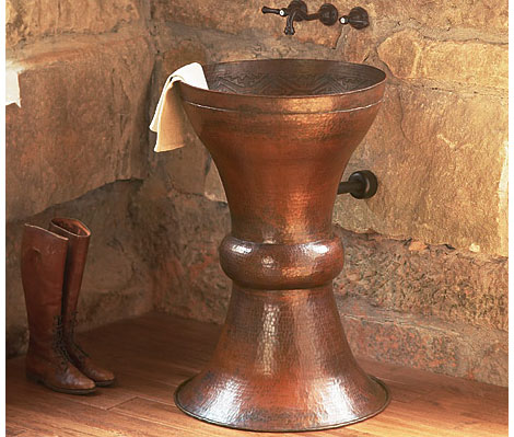 Hammered Copper Sink from Thompson Traders – 24″ Frida Hand Hammered Pedestal Sink