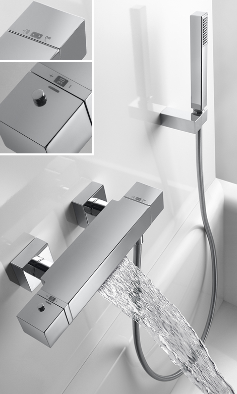 tres thermostatic tub shower faucet waterfall 1 Thermostatic Tub Shower Faucet with Waterfall by Tres