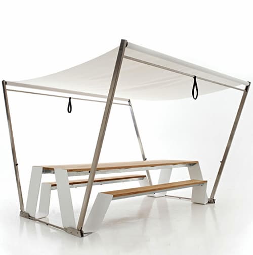 Unique Patio Tables with Sunshade by Extremis