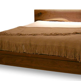 Walnut Bed with Maple Pop-out Boxes – Liffey bed with drawers underneath by Shimna