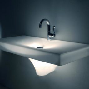 Glowing bathroom sink from Wet – new Meltdown sink – world’s first multimedia sink