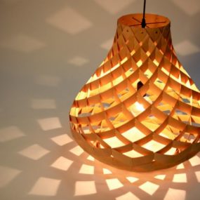 Woven Bamboo Veneer Pendant Lighting by Edward Linacre