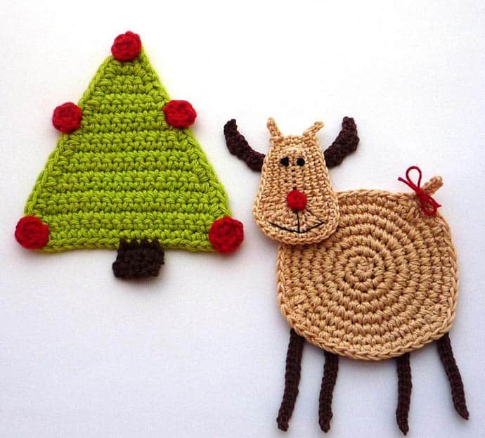 crocheted christmas tree ornaments 12 coasters