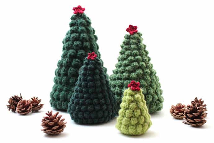 crocheted christmas tree ornaments 8 trees