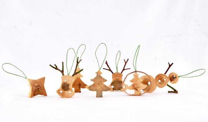 wooden christmas decorations made from juniper tree 0