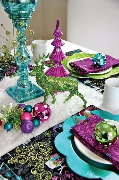colorful christmas tabletop decor ideas 12
