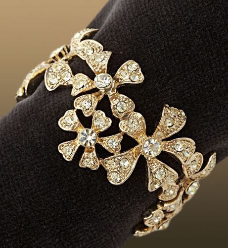 gold garland white swarovski crystals napkin ring Swarovski Crystal Napkin Ring Set   Platinum and Gold Garland
