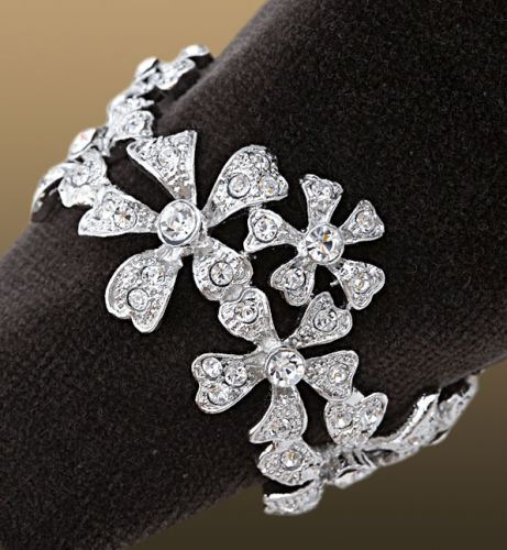 platinum garland white swarovski crystals napkin ring Swarovski Crystal Napkin Ring Set   Platinum and Gold Garland